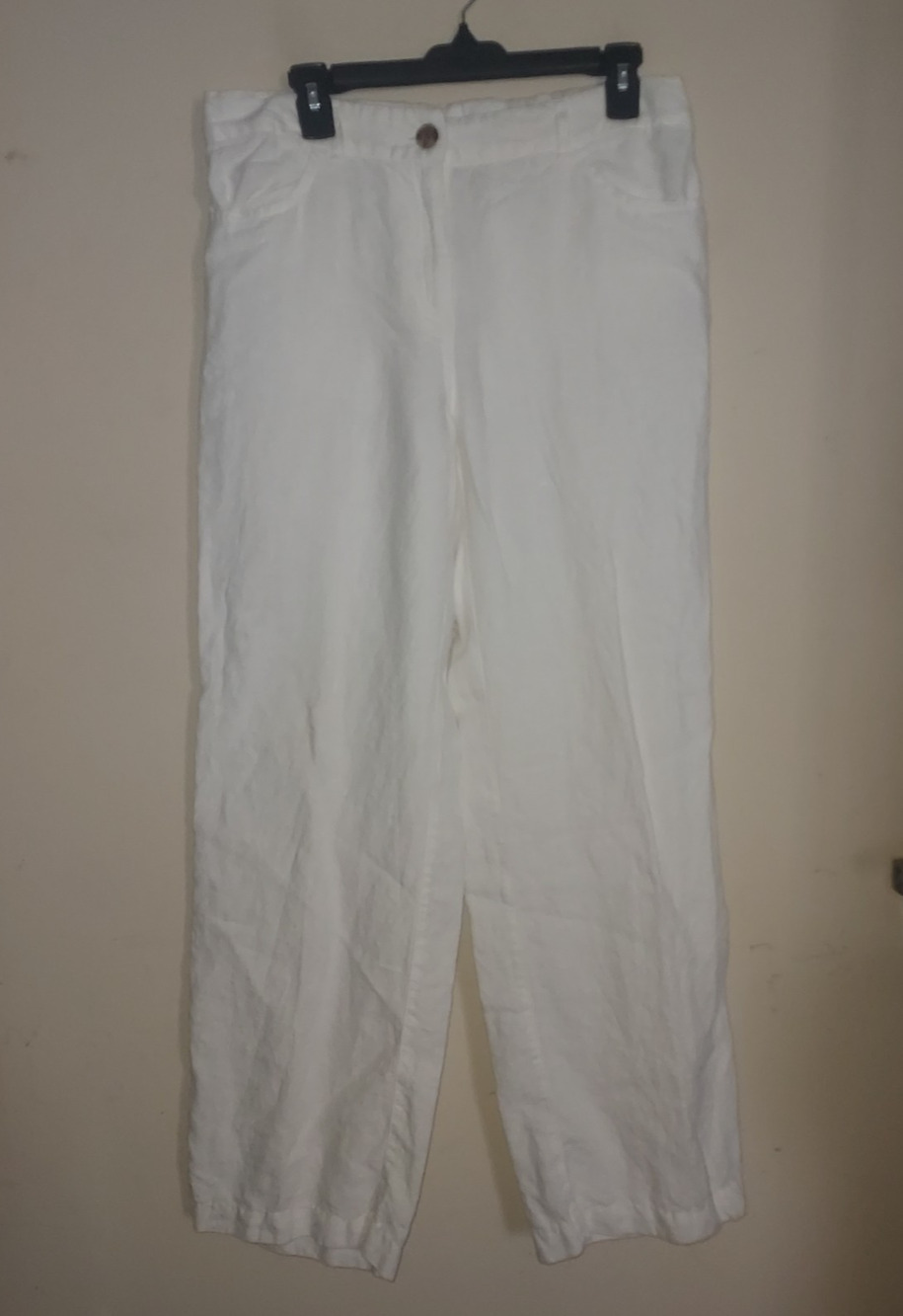 Chico's Womens Linen Pants sz .5 (6 regular) Wide Leg Casual Beach White